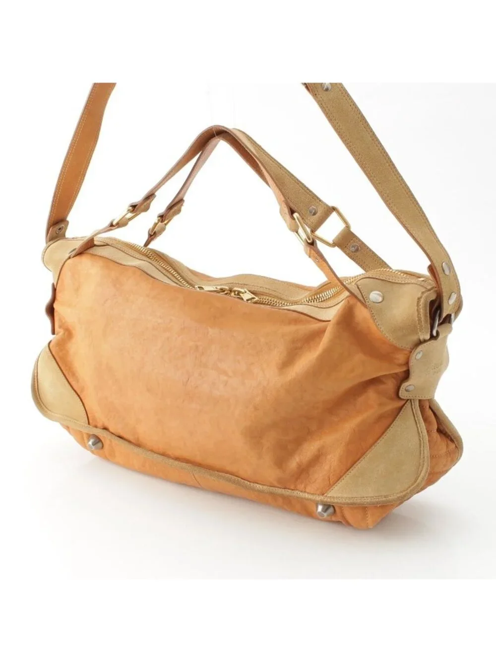 Celine Leather Suede 2-Way Shoulder Bag Brown